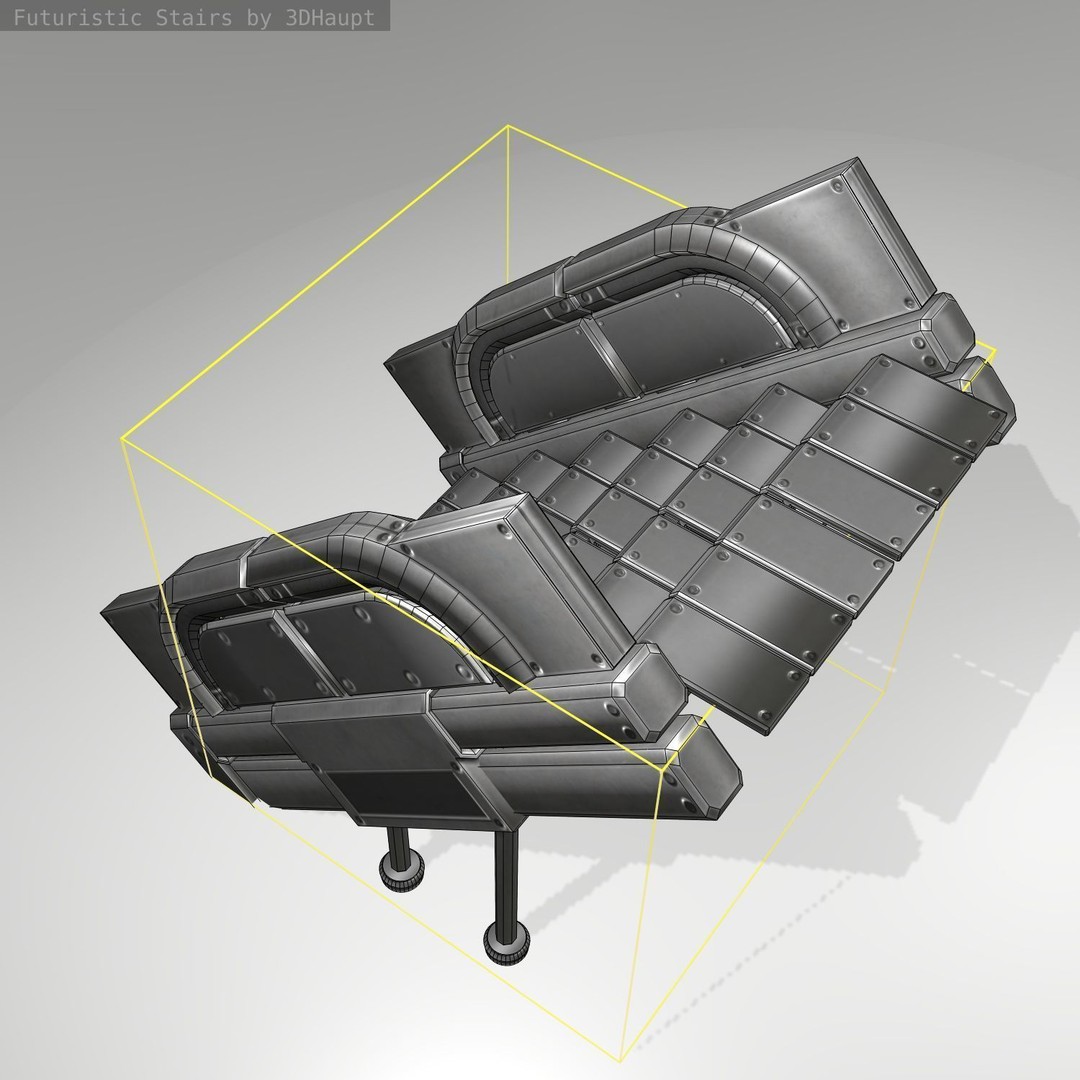 Futuristic Stairs 3D Model – Low Poly Game Asset, PBR Textures - View 18