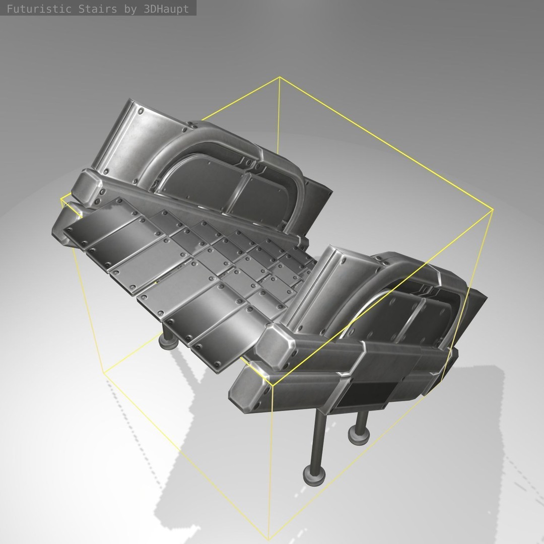Futuristic Stairs 3D Model – Low Poly Game Asset, PBR Textures - View 19