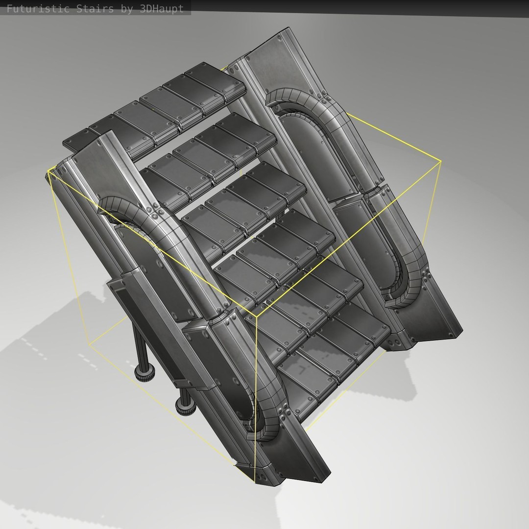 Futuristic Stairs 3D Model – Low Poly Game Asset, PBR Textures - View 20