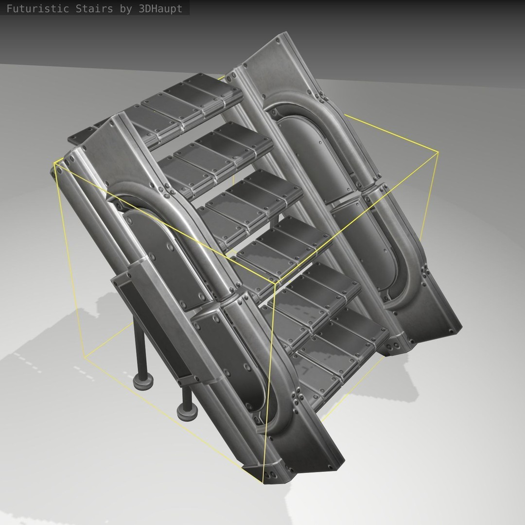 Futuristic Stairs 3D Model – Low Poly Game Asset, PBR Textures - View 21