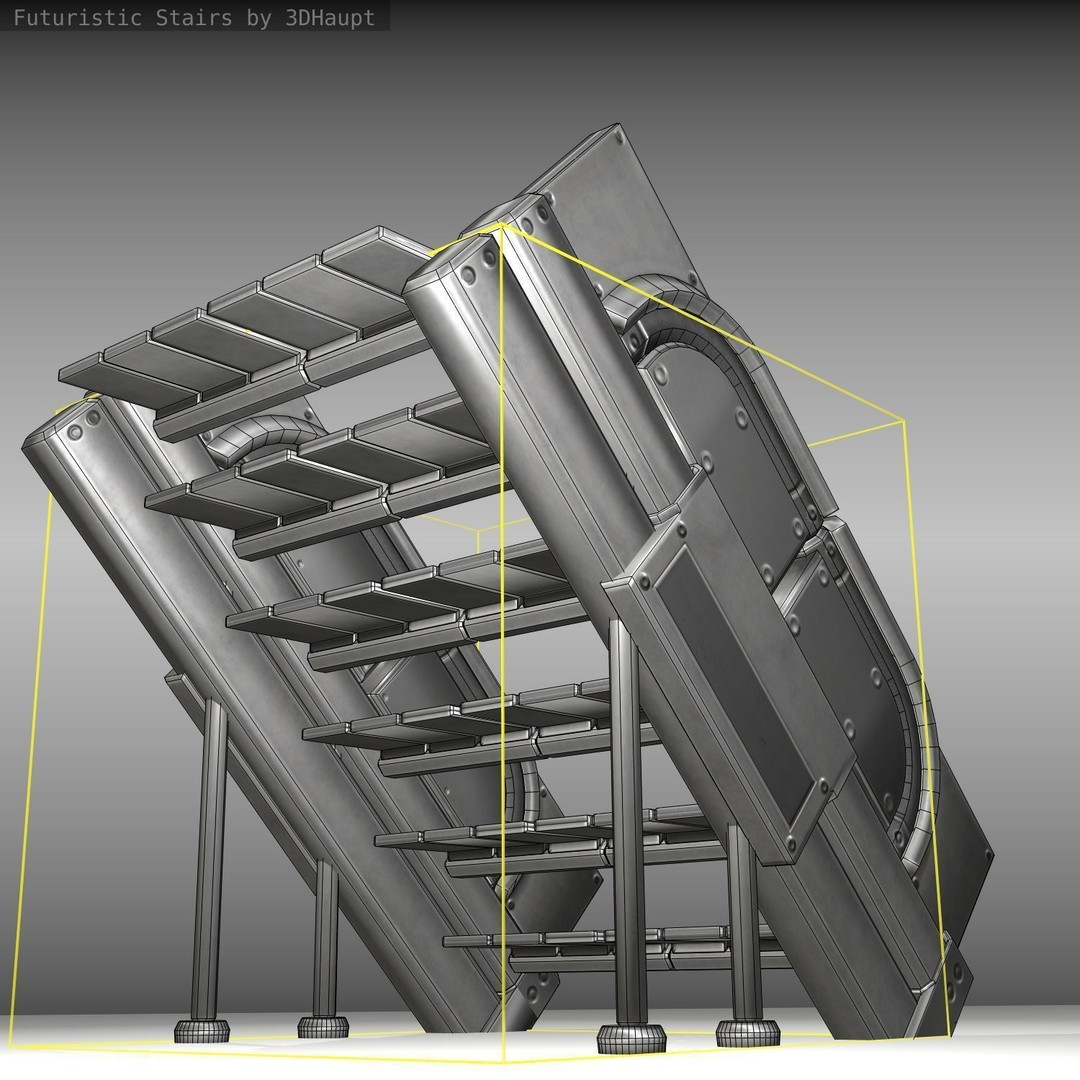 Futuristic Stairs 3D Model – Low Poly Game Asset, PBR Textures - View 22