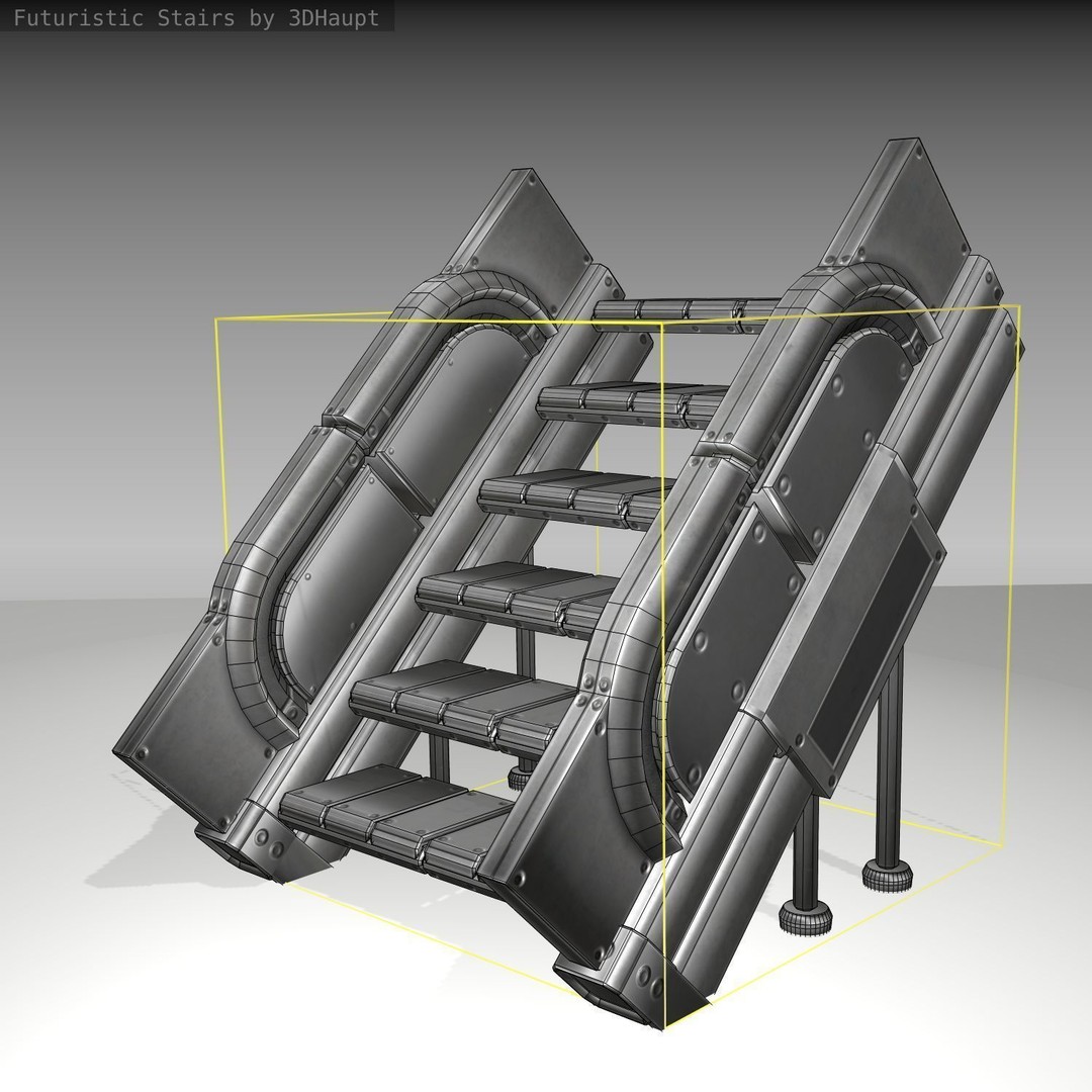 Futuristic Stairs 3D Model – Low Poly Game Asset, PBR Textures - View 24