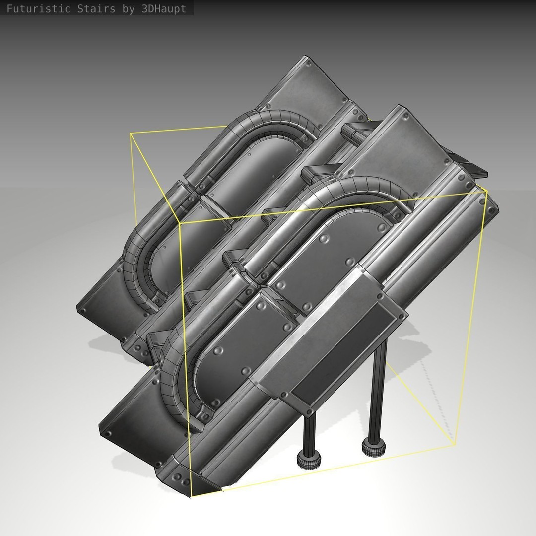 Futuristic Stairs 3D Model – Low Poly Game Asset, PBR Textures - View 25