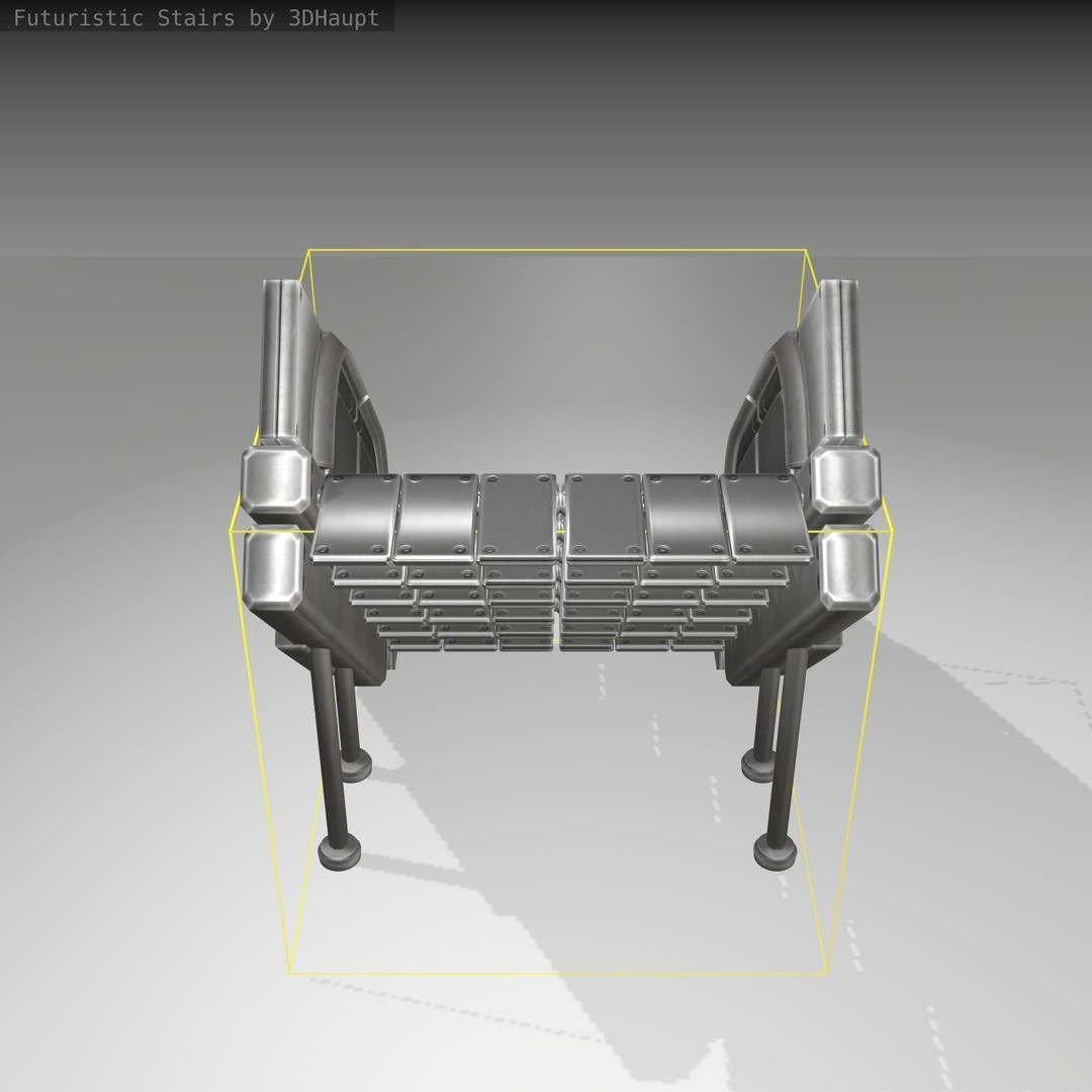 Futuristic Stairs 3D Model – Low Poly Game Asset, PBR Textures - View 4