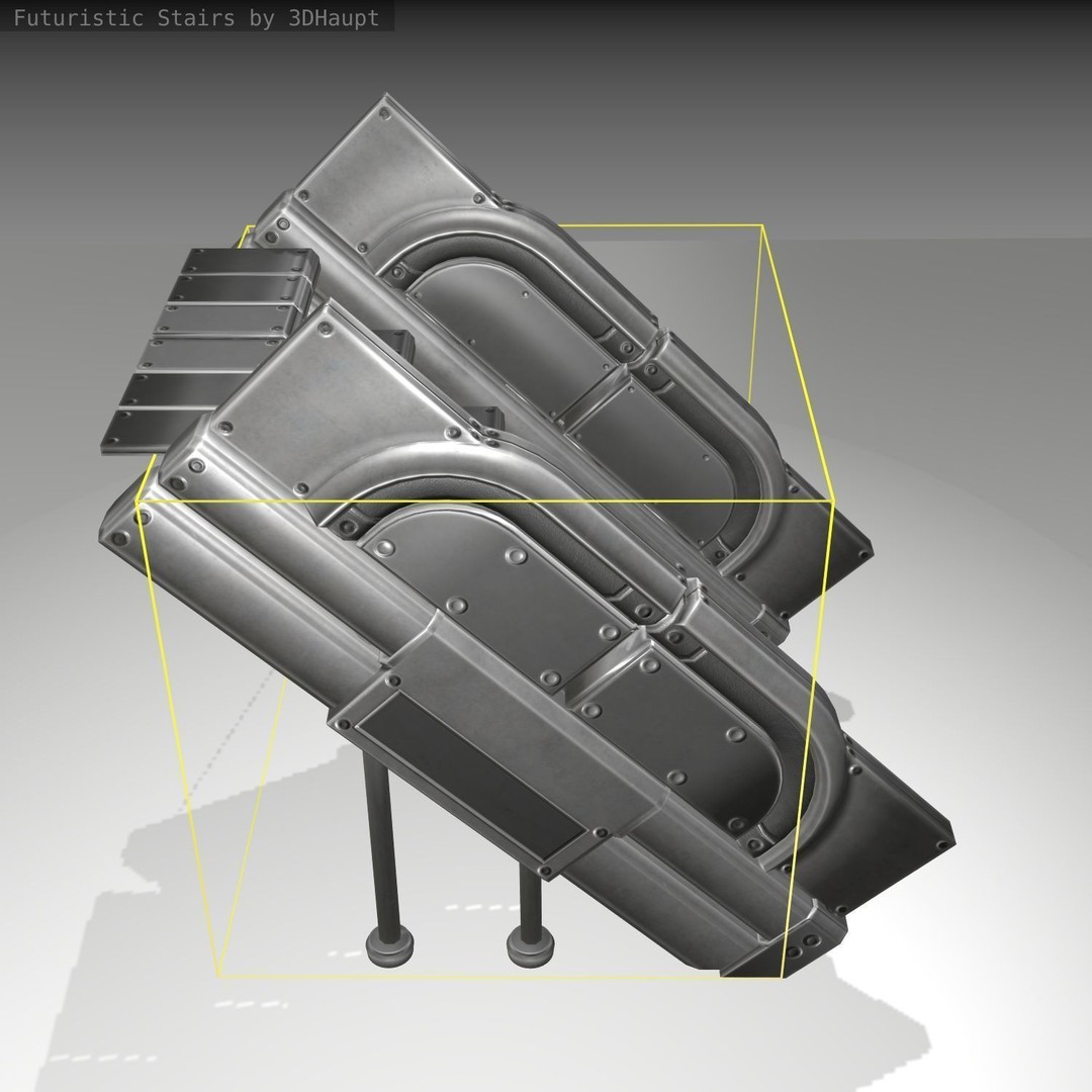 Futuristic Stairs 3D Model – Low Poly Game Asset, PBR Textures - View 6