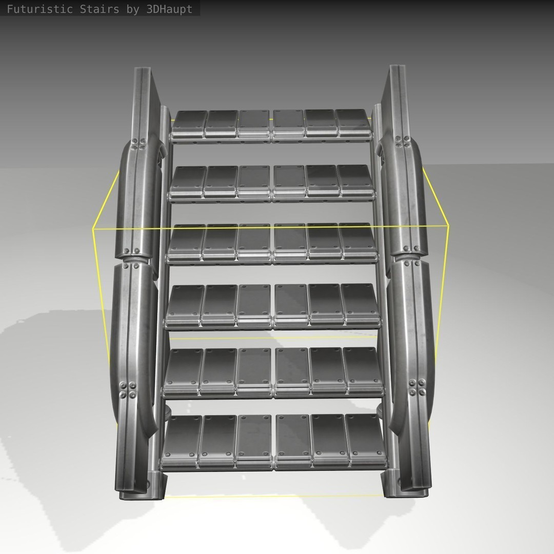Futuristic Stairs 3D Model – Low Poly Game Asset, PBR Textures - View 8