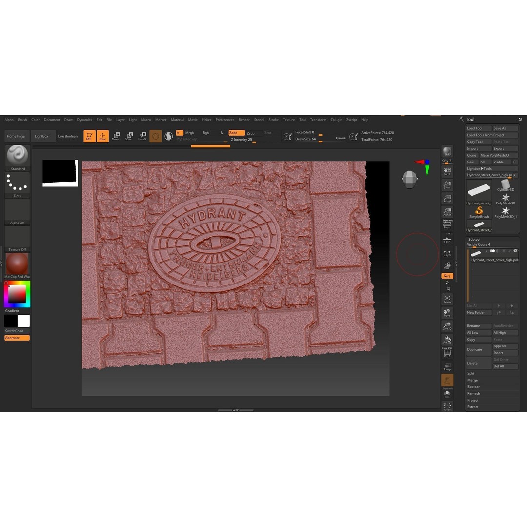 Hydrant Street Cover 3D Model – High Poly, PBR Textures, Blender, FBX