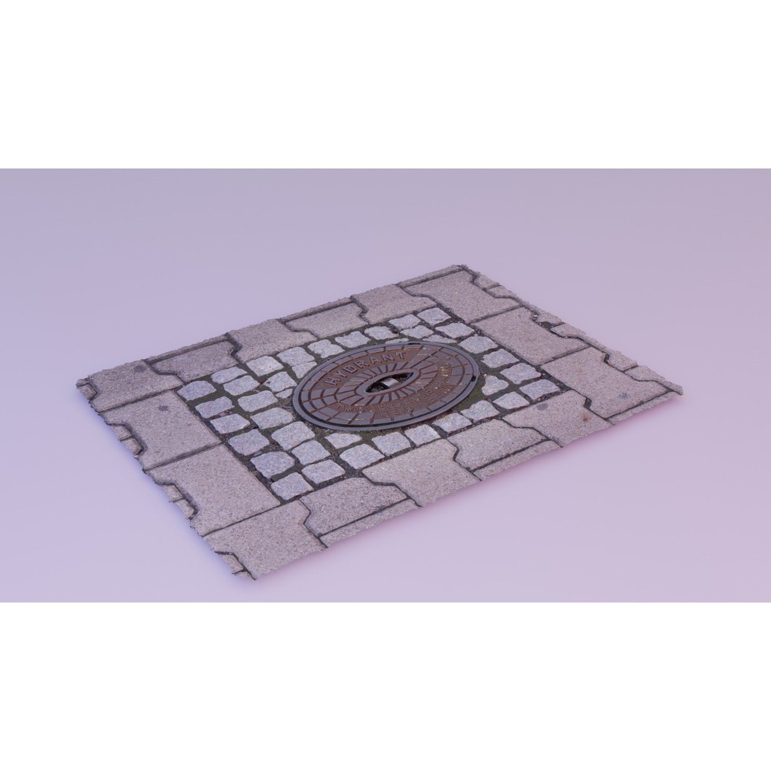 Hydrant Street Cover 3D Model – High Poly, PBR Textures, Blender, FBX - View 14
