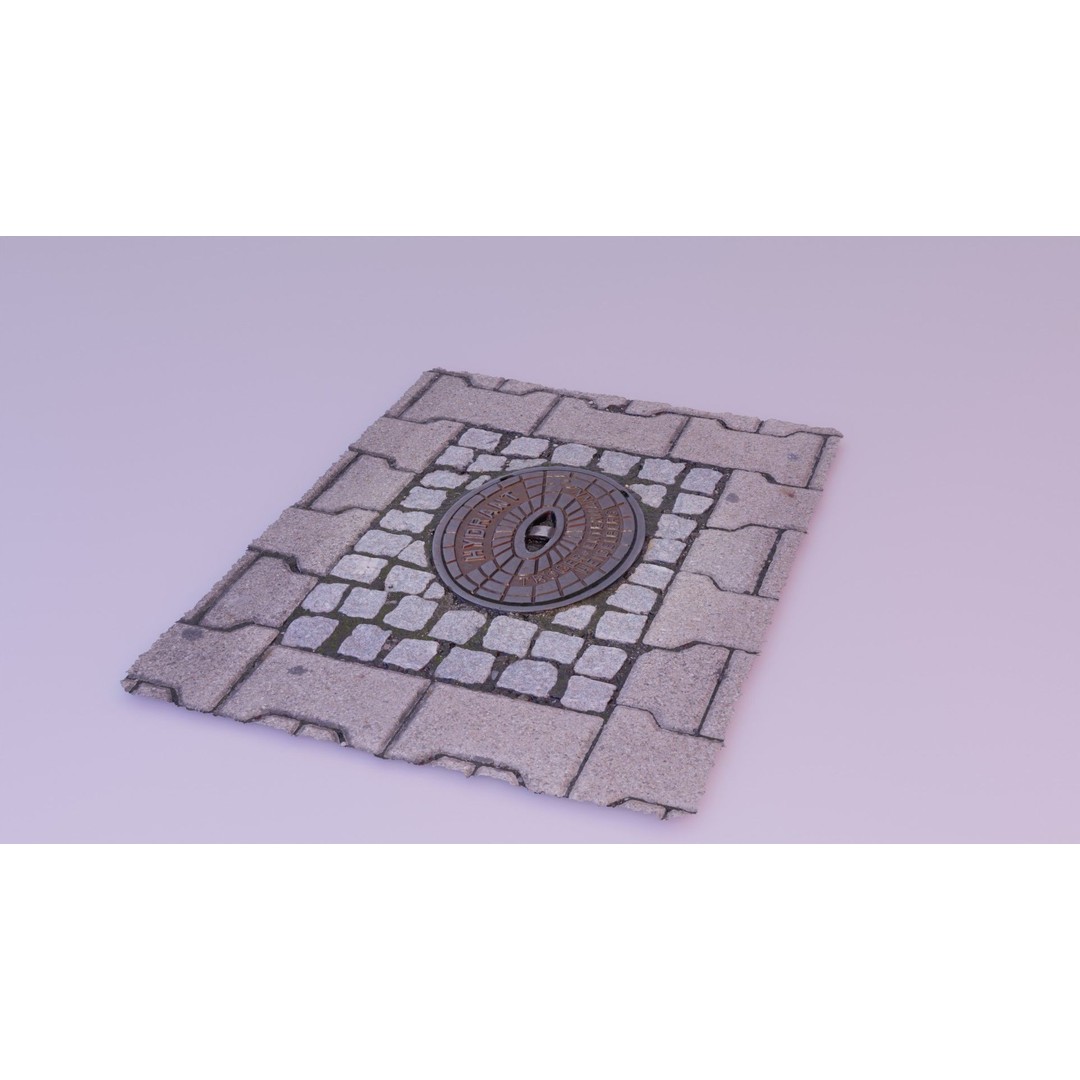 Hydrant Street Cover 3D Model – High Poly, PBR Textures, Blender, FBX - View 15