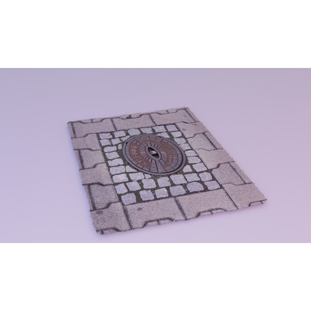 Hydrant Street Cover 3D Model – High Poly, PBR Textures, Blender, FBX - View 16