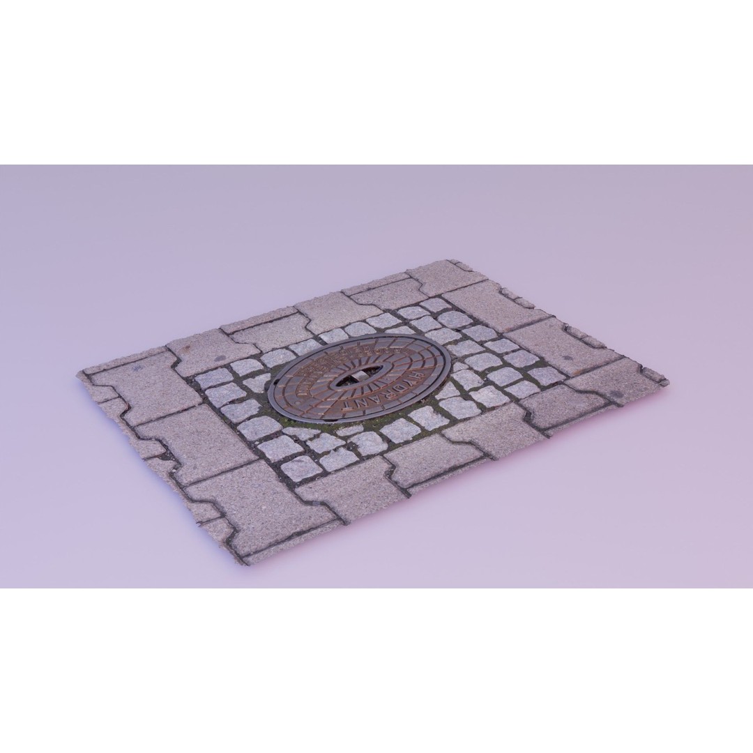Hydrant Street Cover 3D Model – High Poly, PBR Textures, Blender, FBX - View 19