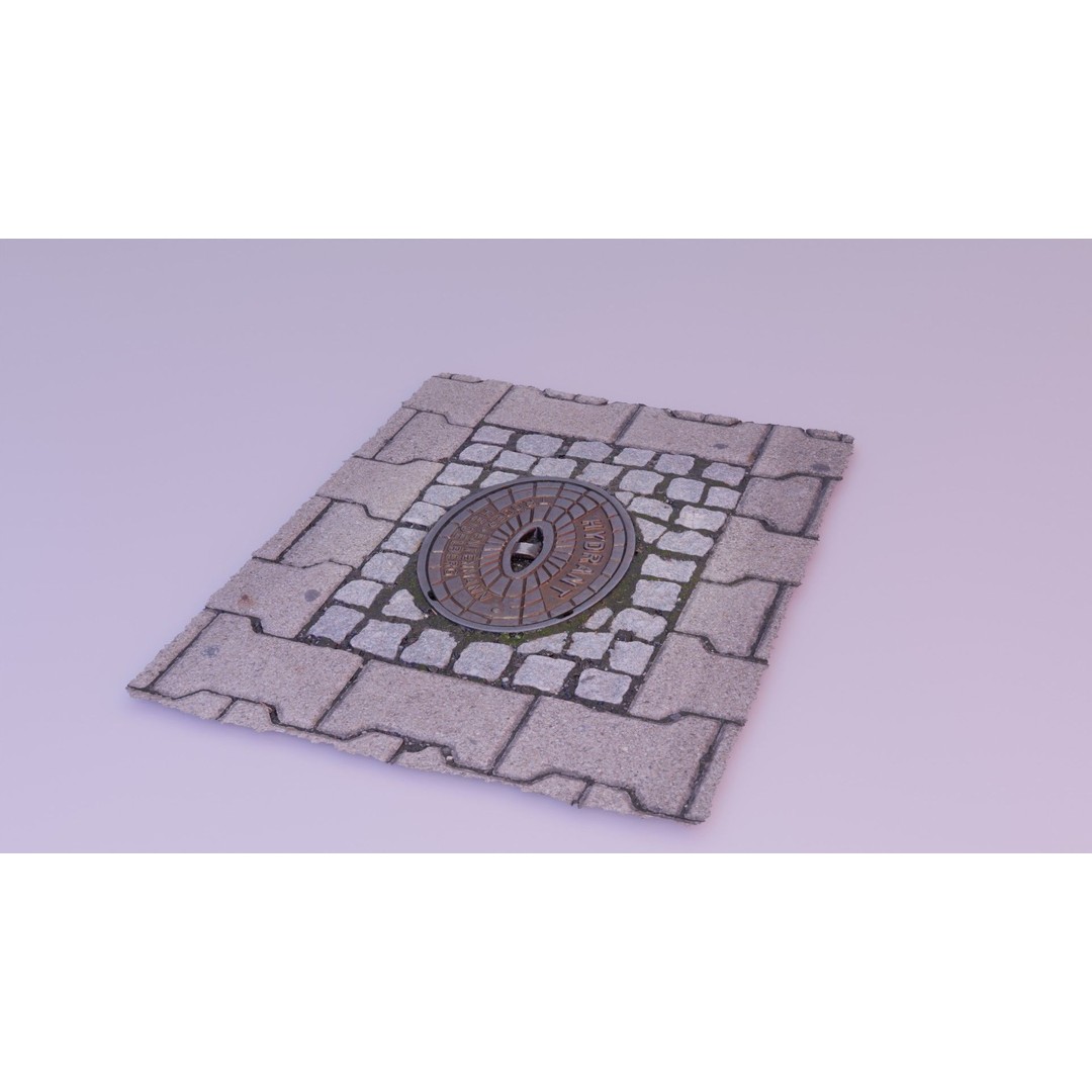 Hydrant Street Cover 3D Model – High Poly, PBR Textures, Blender, FBX - View 20