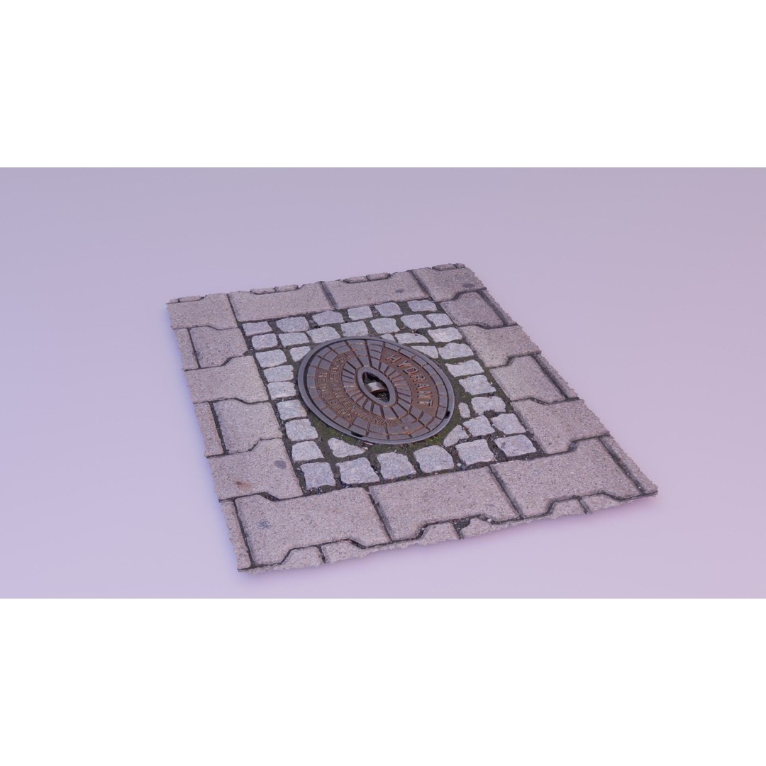 Hydrant Street Cover 3D Model – High Poly, PBR Textures, Blender, FBX - View 21