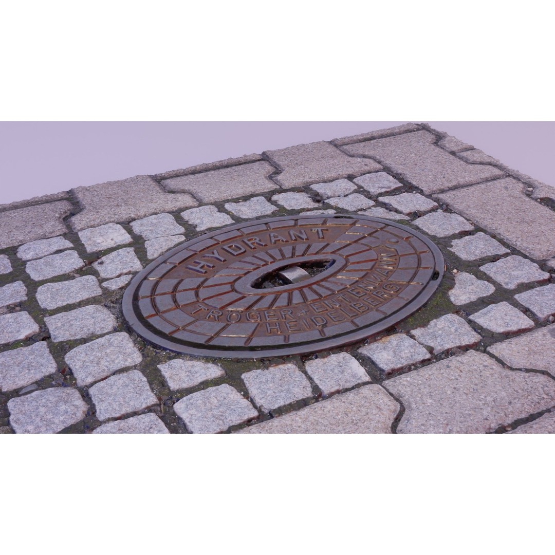 Hydrant Street Cover 3D Model – High Poly, PBR Textures, Blender, FBX - View 4