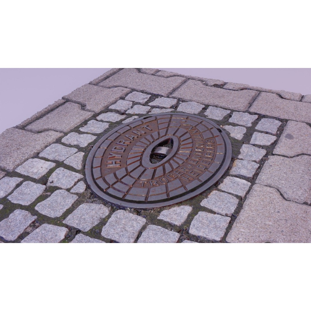 Hydrant Street Cover 3D Model – High Poly, PBR Textures, Blender, FBX - View 5