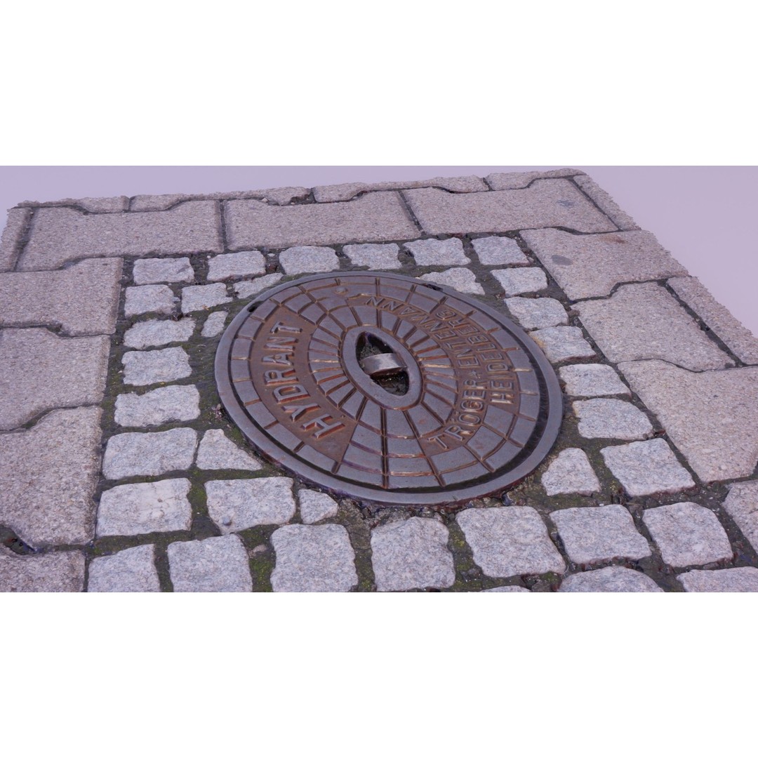 Hydrant Street Cover 3D Model – High Poly, PBR Textures, Blender, FBX - View 6