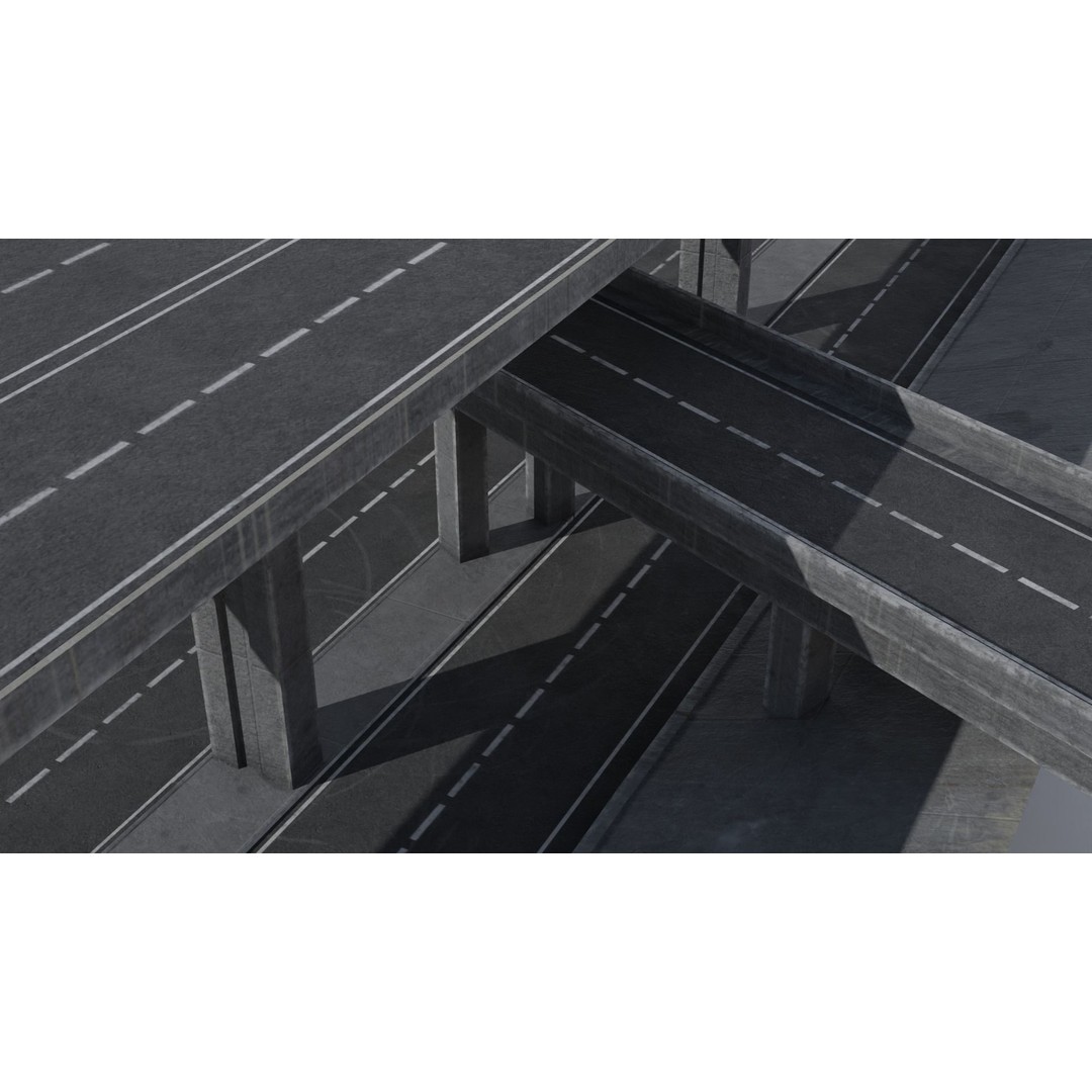 Dystopian Highway Scene 3D Model – Low Poly Environment with PBR Textures - View 10