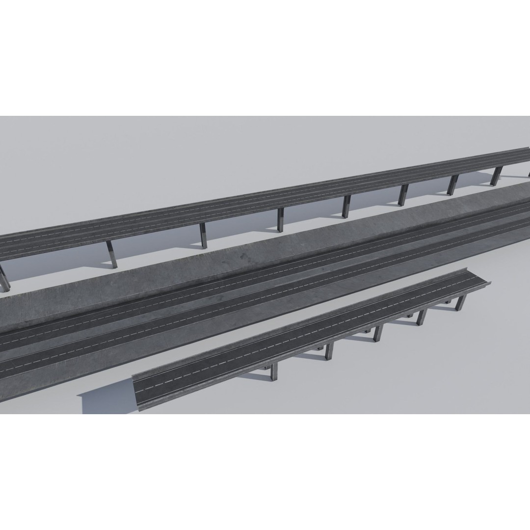 Dystopian Highway Scene 3D Model – Low Poly Environment with PBR Textures - View 13