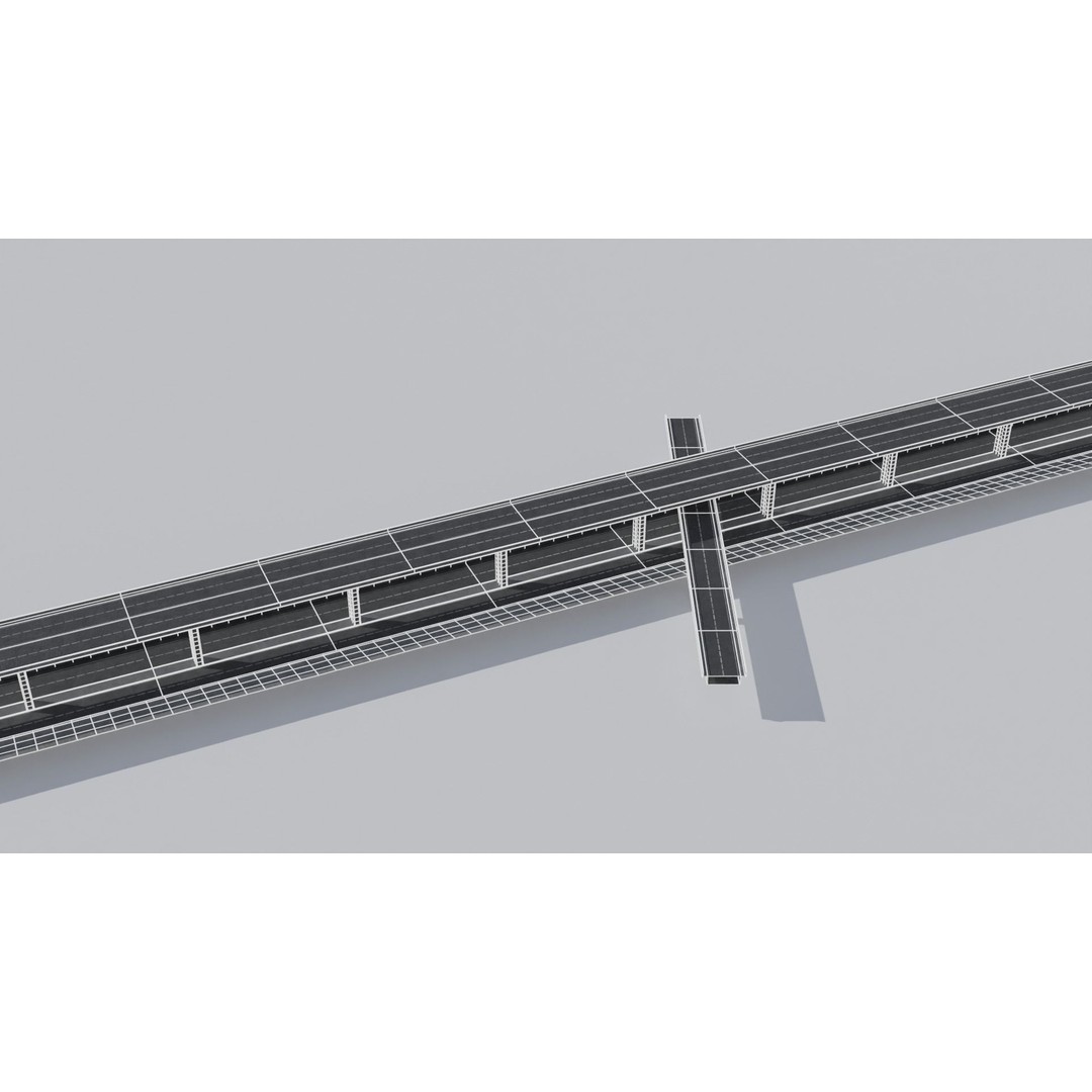Dystopian Highway Scene 3D Model – Low Poly Environment with PBR Textures - View 4