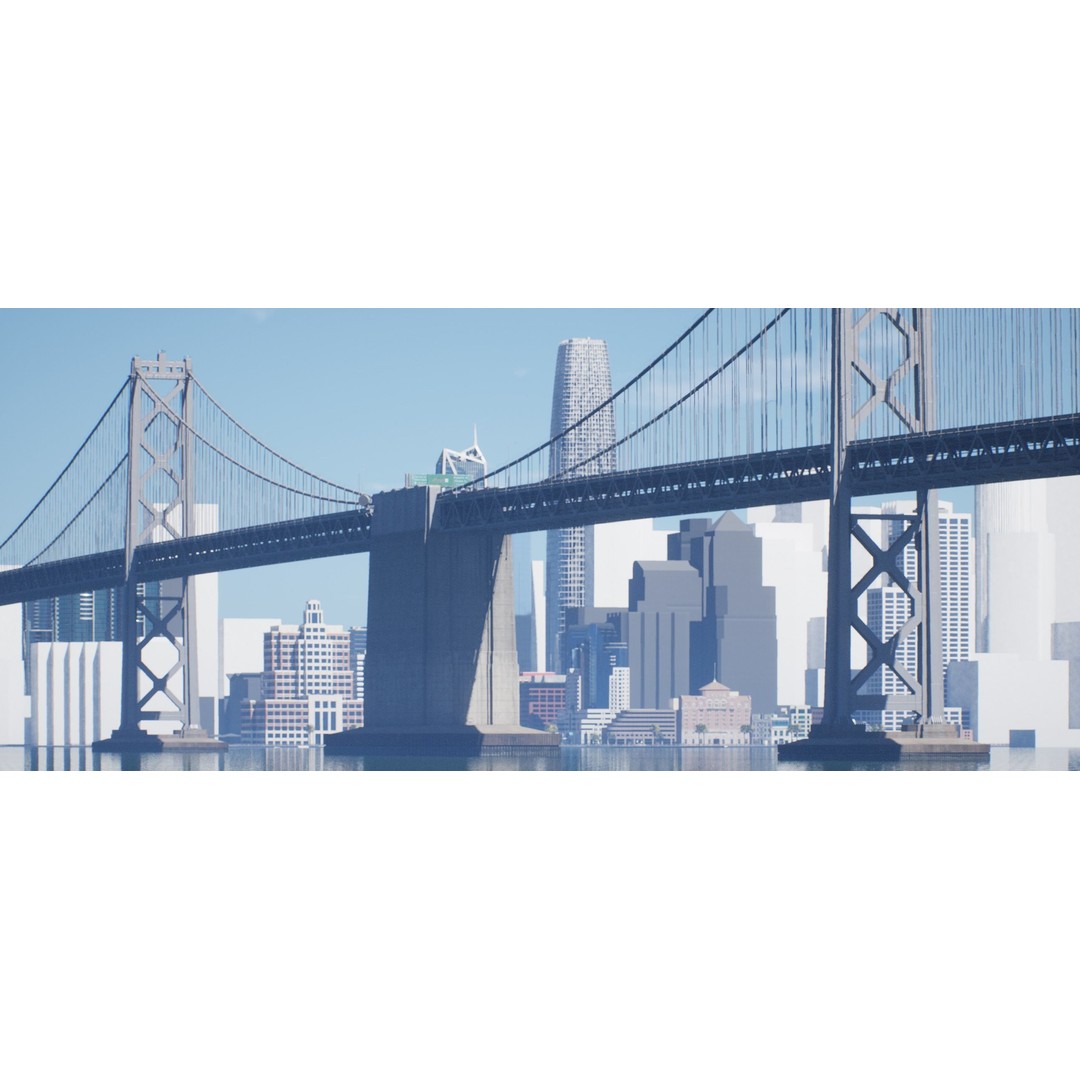 Oakland Bay Bridge 3D Model – Low Poly PBR Game Asset, FBX