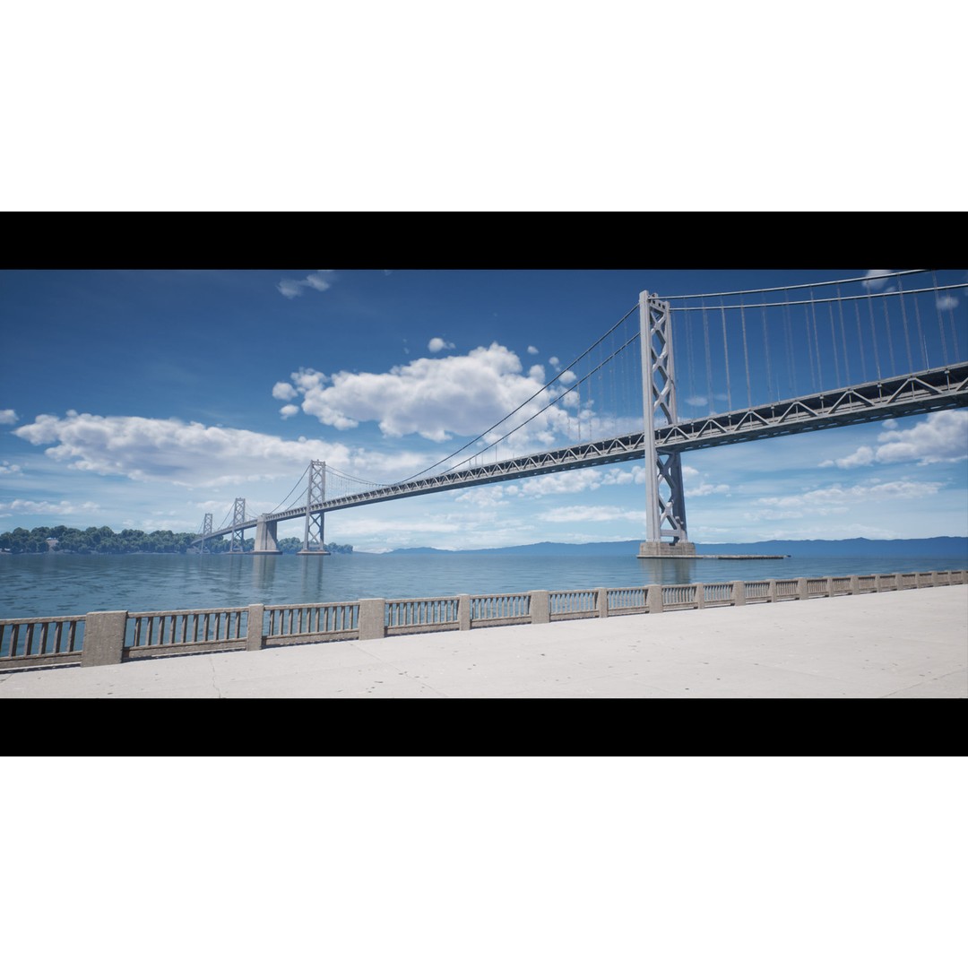 Oakland Bay Bridge 3D Model – Low Poly PBR Game Asset, FBX - View 3