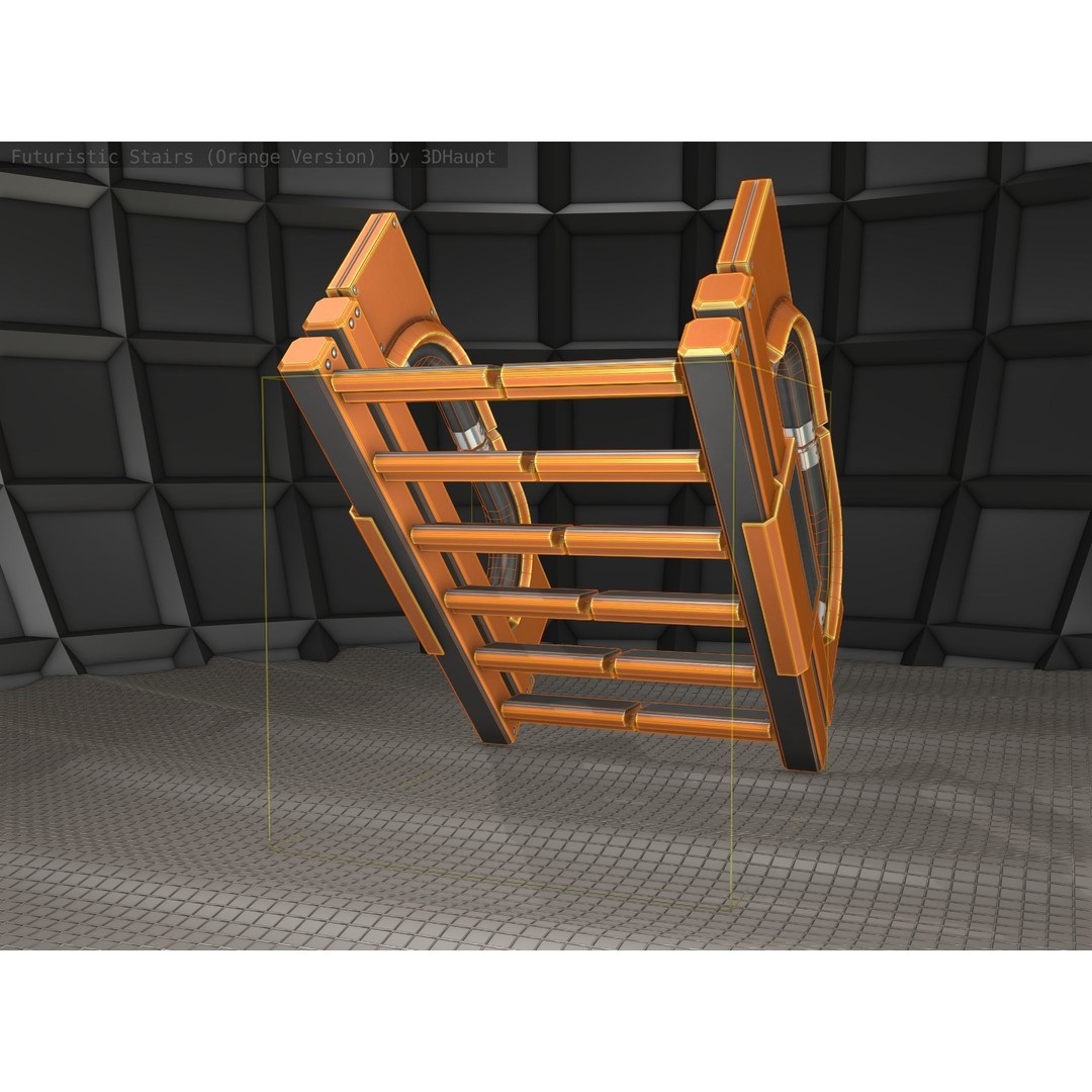 Futuristic Stairs 3D Model – Low Poly Modular Design with PBR Textures - View 12