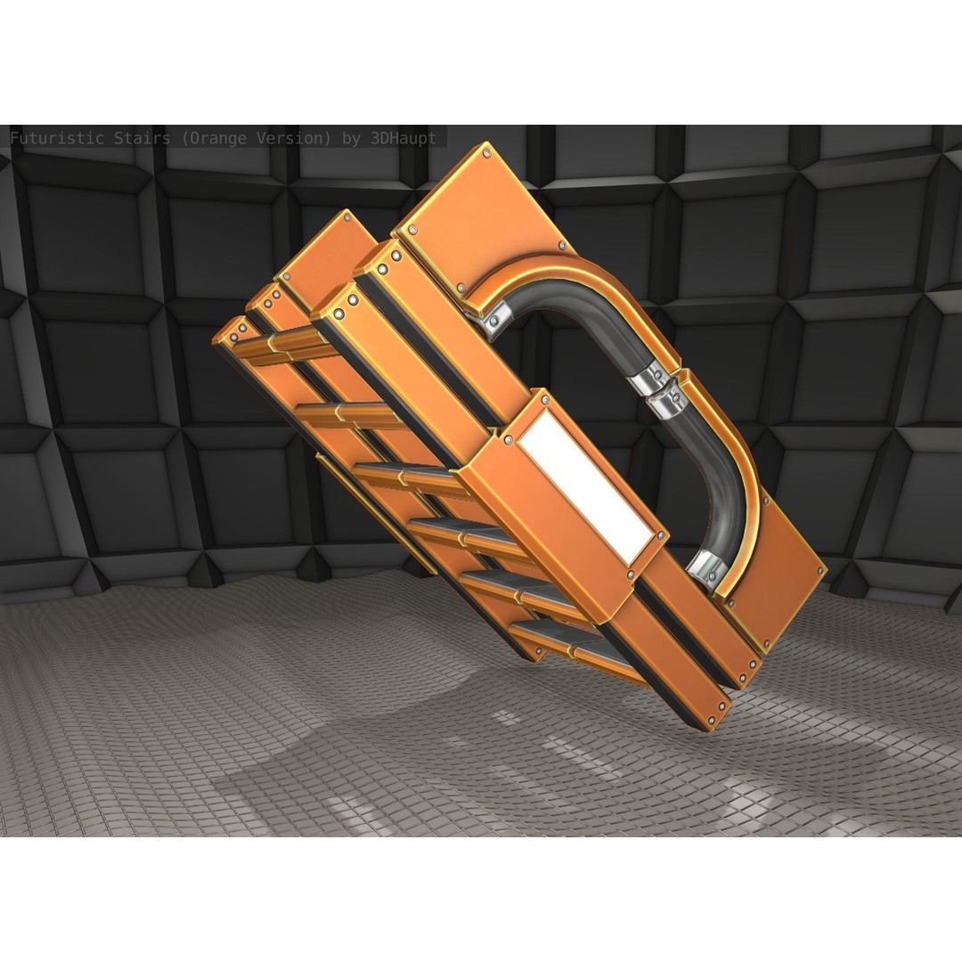 Futuristic Stairs 3D Model – Low Poly Modular Design with PBR Textures - View 13