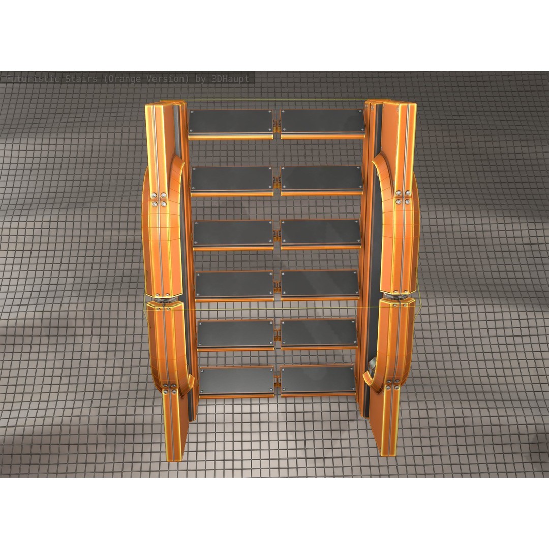 Futuristic Stairs 3D Model – Low Poly Modular Design with PBR Textures - View 16
