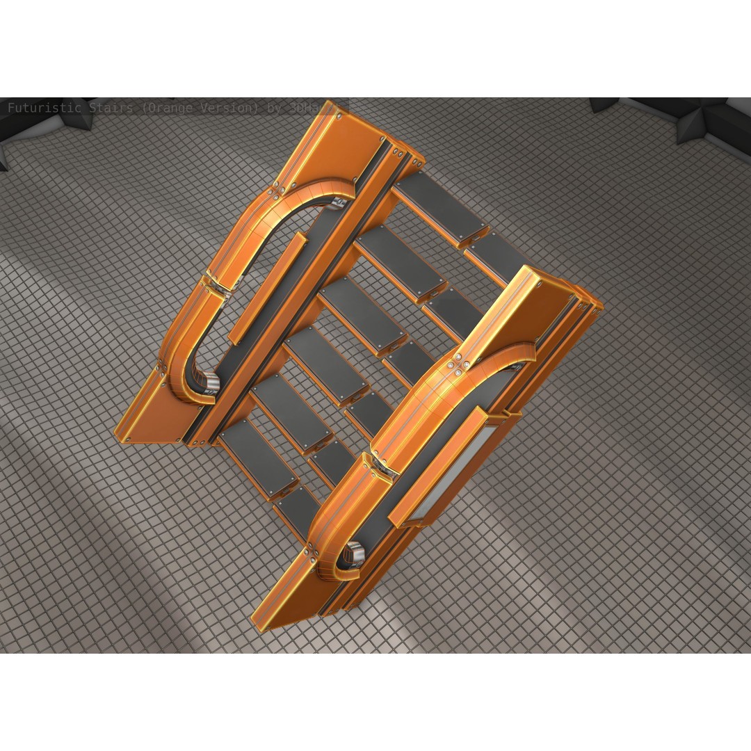 Futuristic Stairs 3D Model – Low Poly Modular Design with PBR Textures - View 17