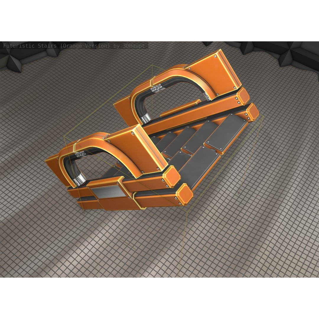 Futuristic Stairs 3D Model – Low Poly Modular Design with PBR Textures - View 18