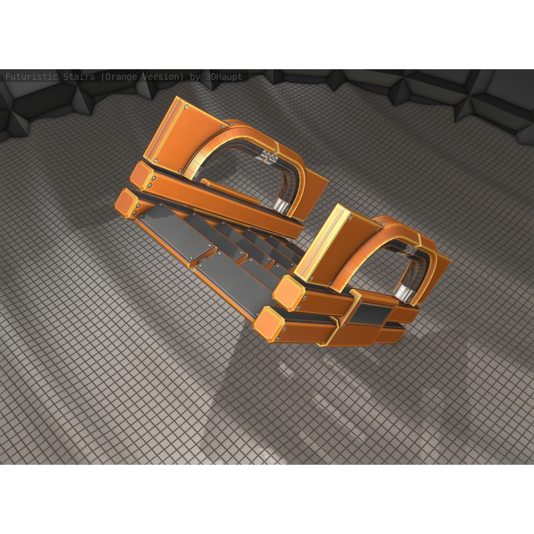Futuristic Stairs 3D Model – Low Poly Modular Design with PBR Textures - View 19