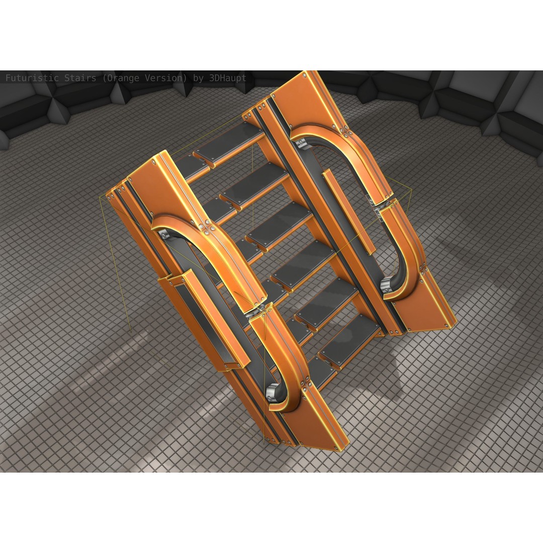 Futuristic Stairs 3D Model – Low Poly Modular Design with PBR Textures - View 20