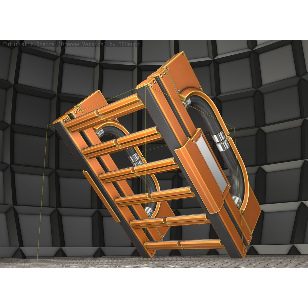 Futuristic Stairs 3D Model – Low Poly Modular Design with PBR Textures - View 22