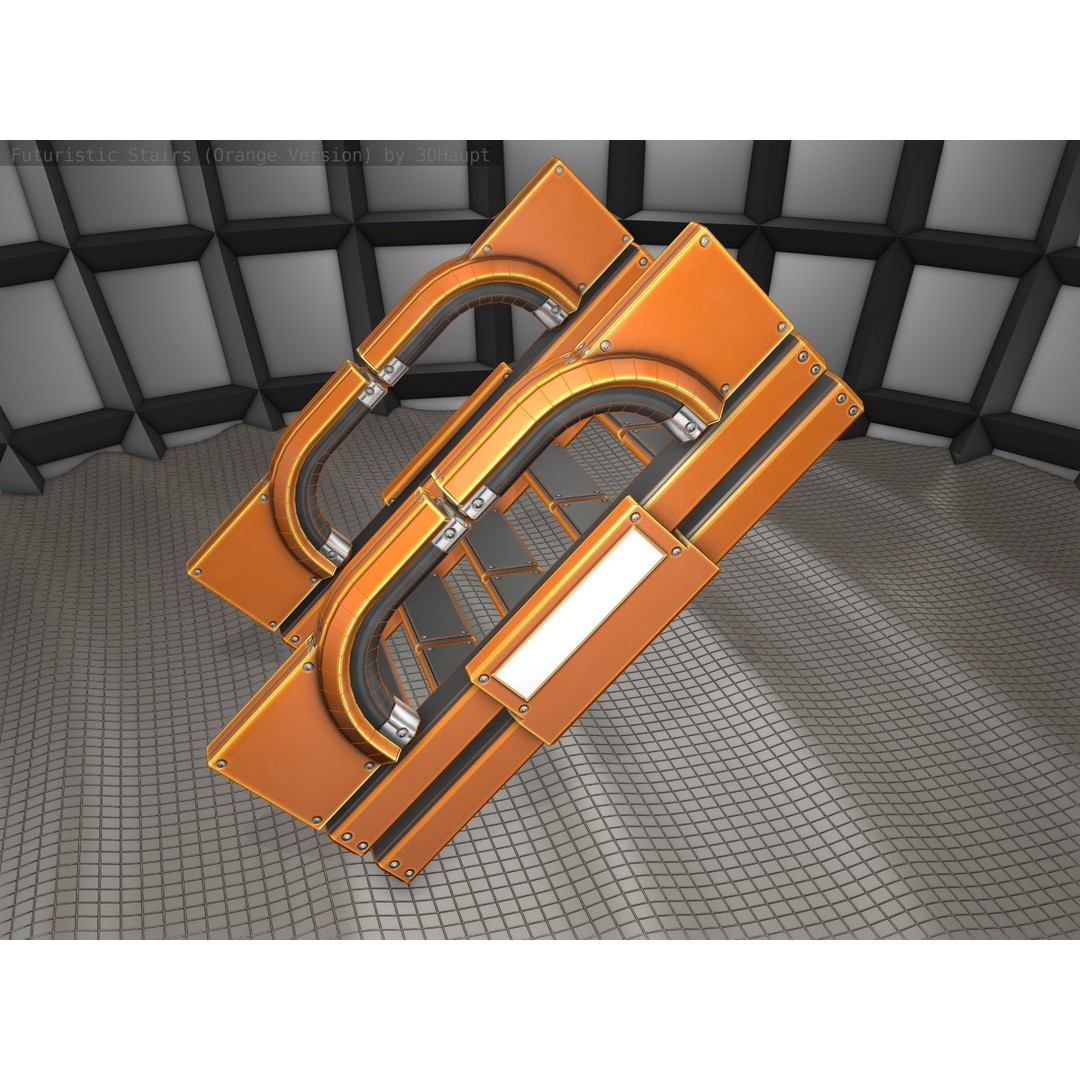 Futuristic Stairs 3D Model – Low Poly Modular Design with PBR Textures - View 25
