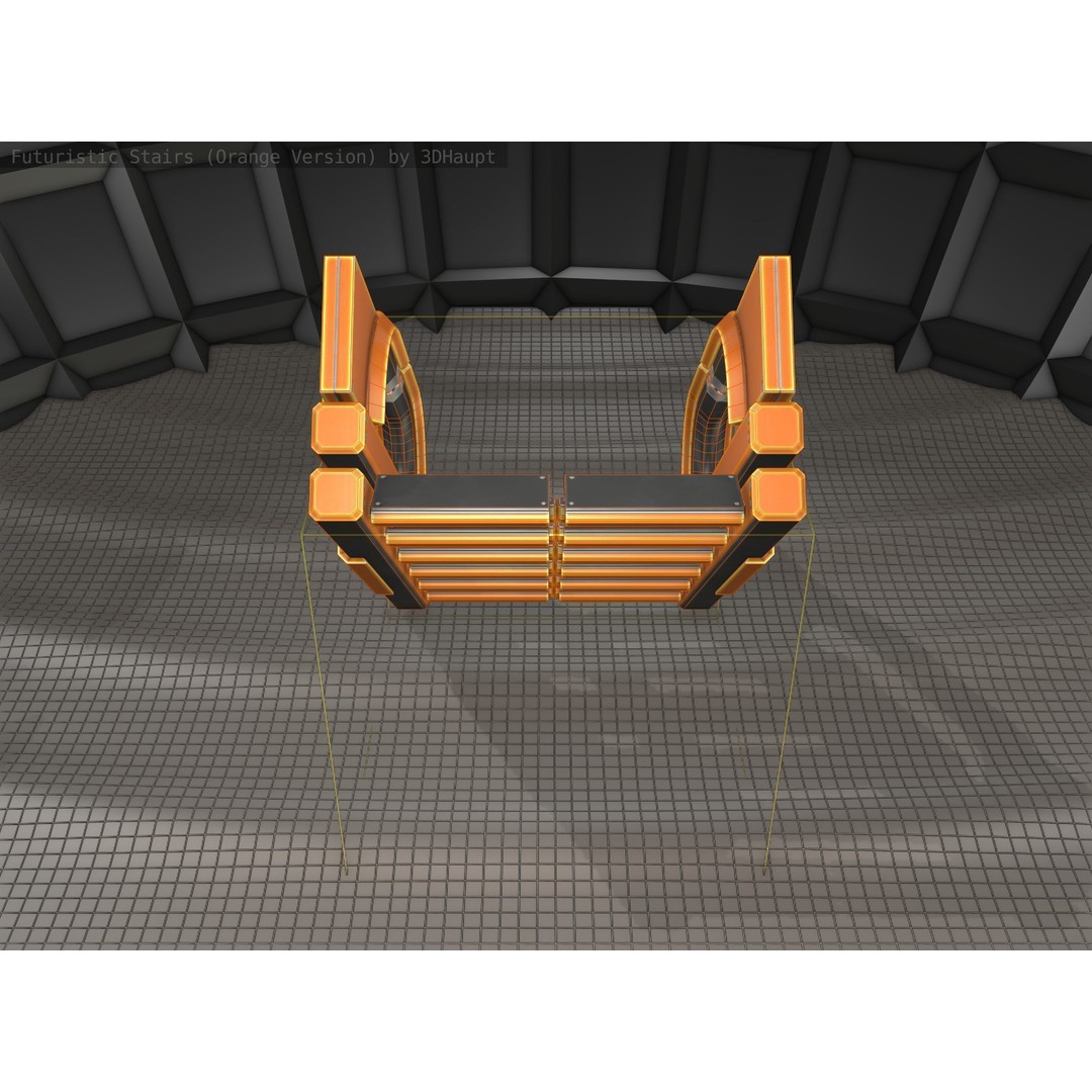 Futuristic Stairs 3D Model – Low Poly Modular Design with PBR Textures - View 4