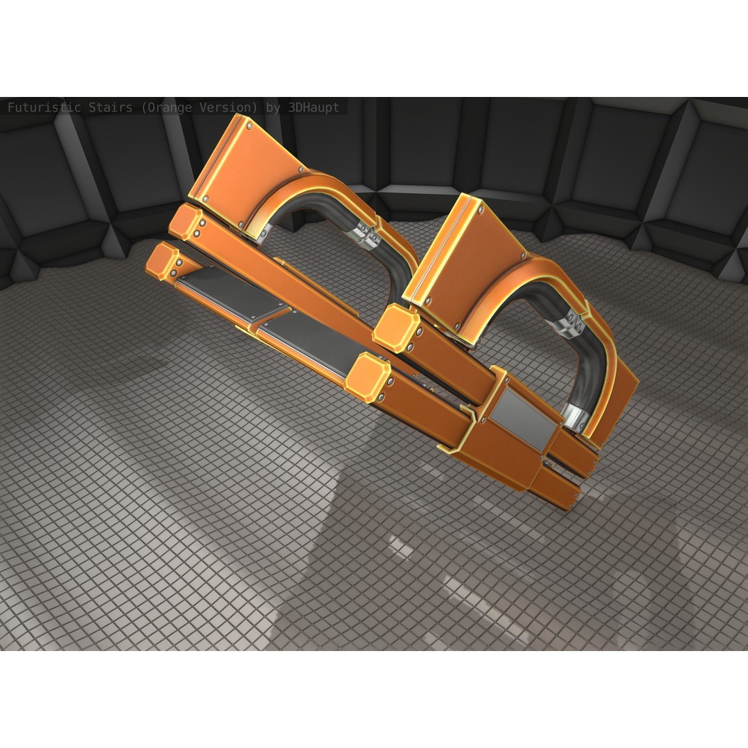 Futuristic Stairs 3D Model – Low Poly Modular Design with PBR Textures - View 5