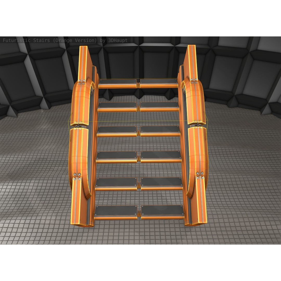 Futuristic Stairs 3D Model – Low Poly Modular Design with PBR Textures - View 8