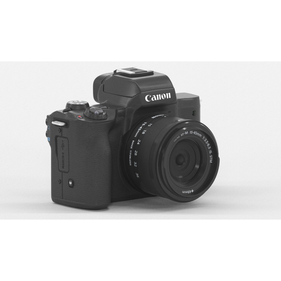 Canon EOS M50 3D Model – Low Poly Camera Asset, FBX, PBR - View 4