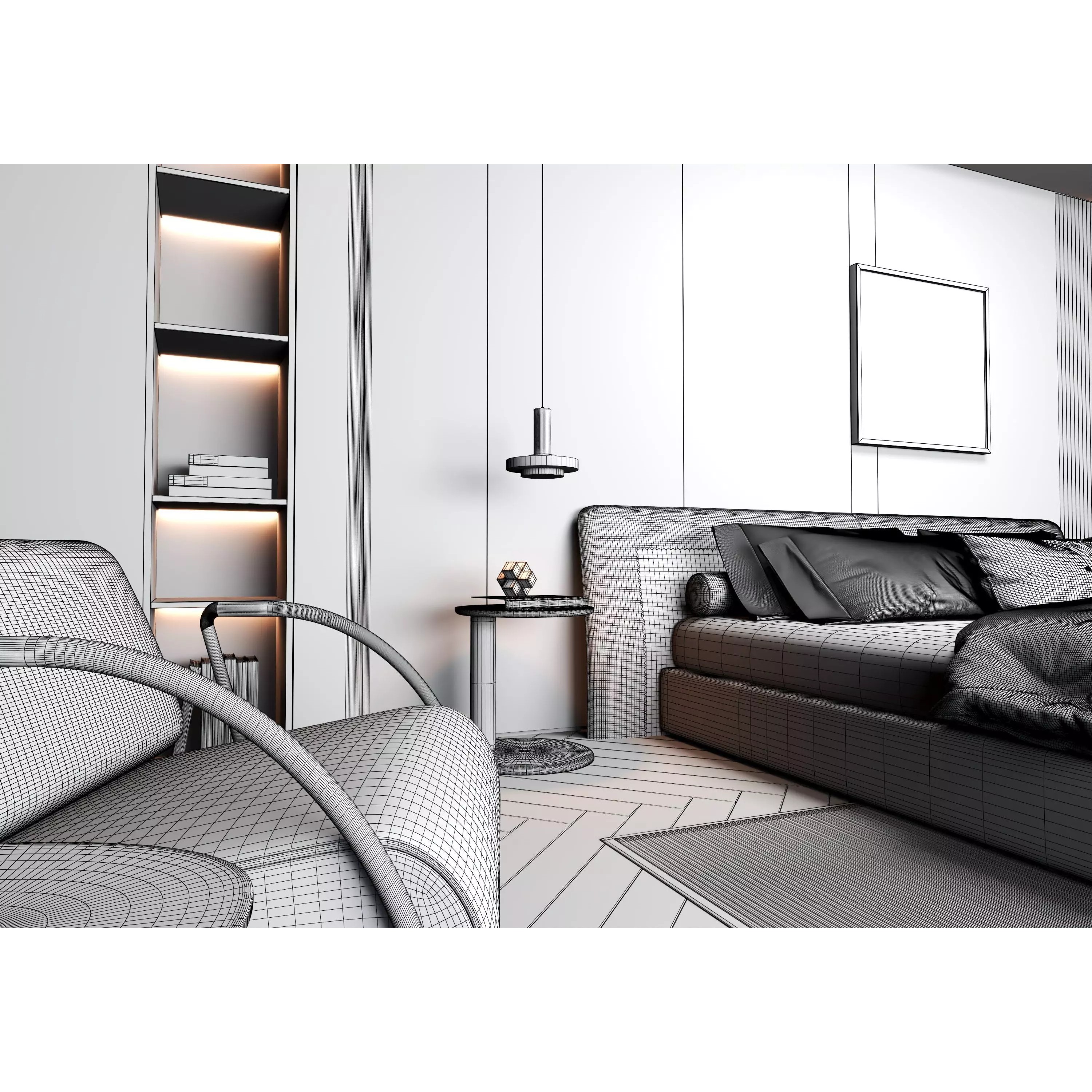 Bedroom Interior 07 - Modern 3D Model - View 13