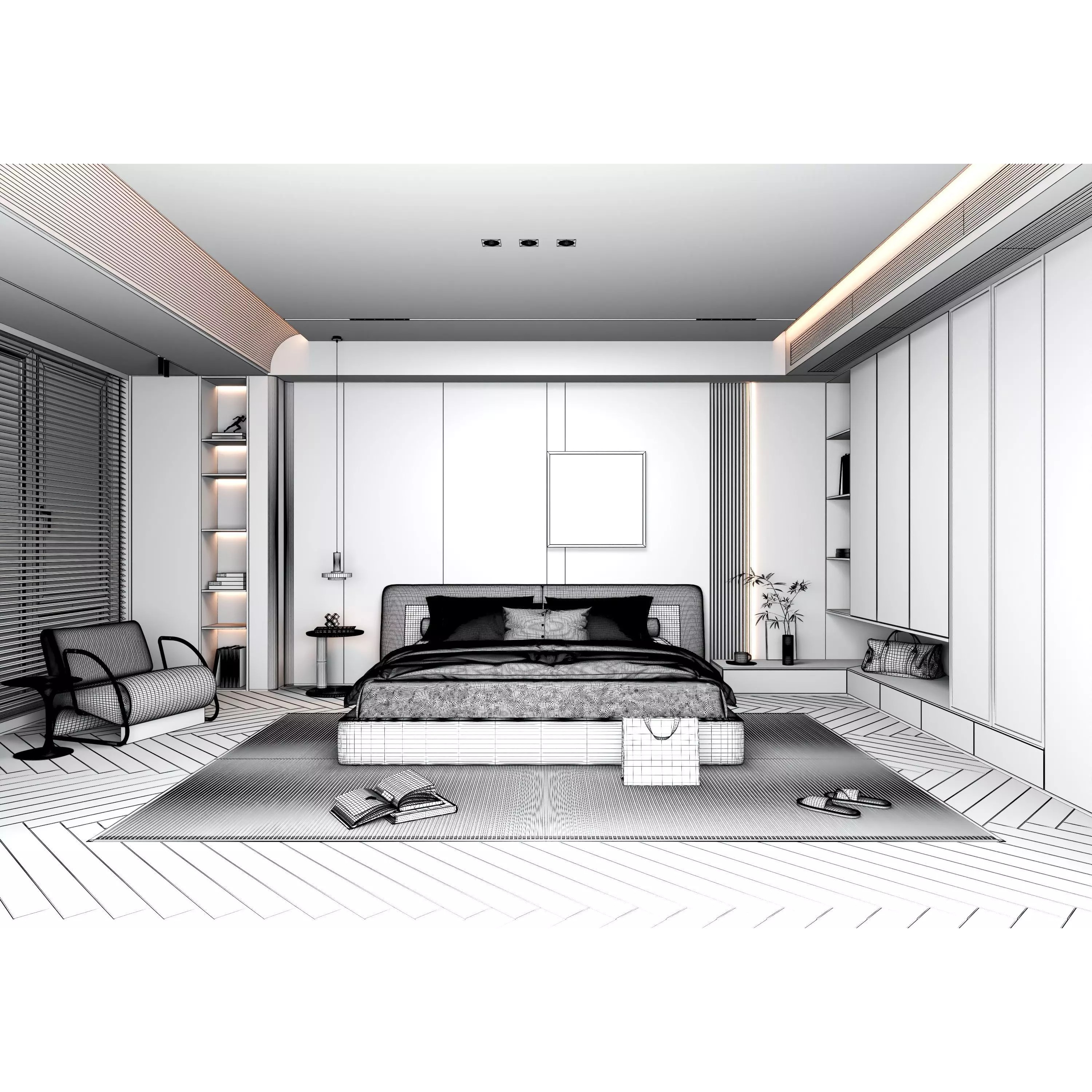 Bedroom Interior 07 - Modern 3D Model - View 14
