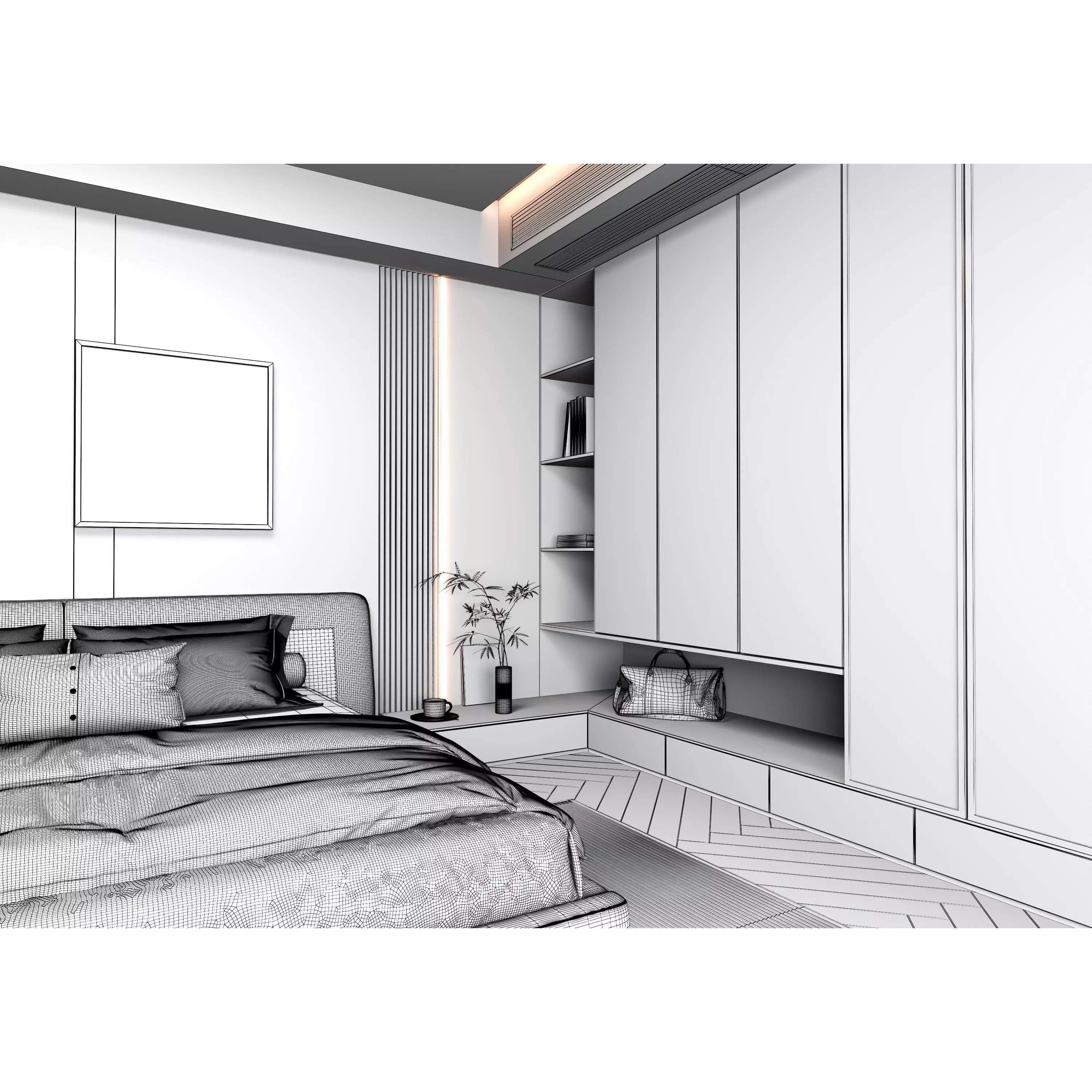 Bedroom Interior 07 - Modern 3D Model - View 16