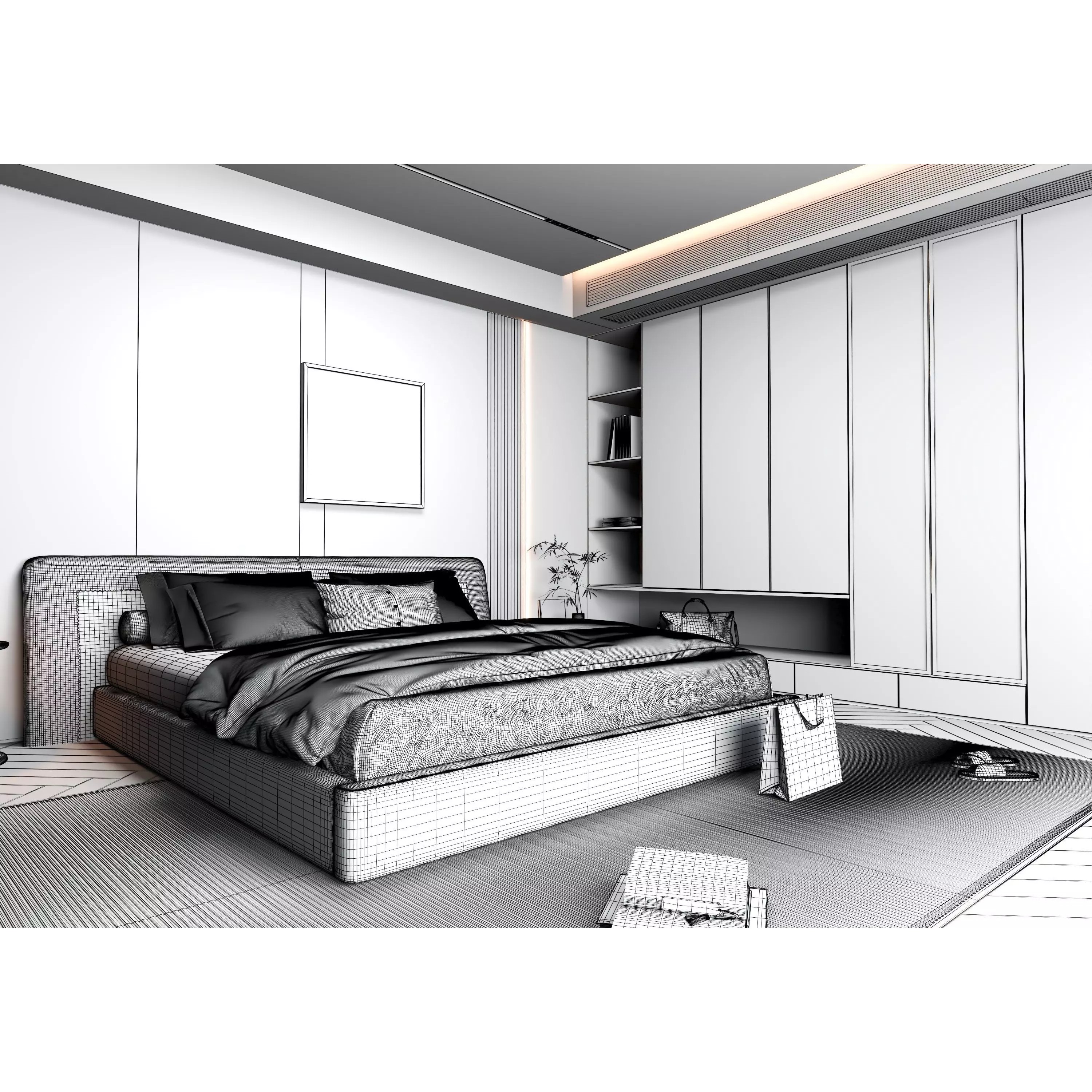 Bedroom Interior 07 - Modern 3D Model - View 21