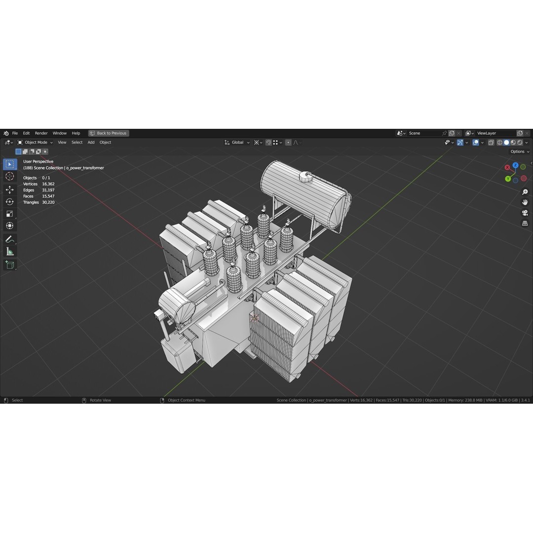 Power Transformer 3D Model – Low Poly Industrial Asset, Blender - View 10