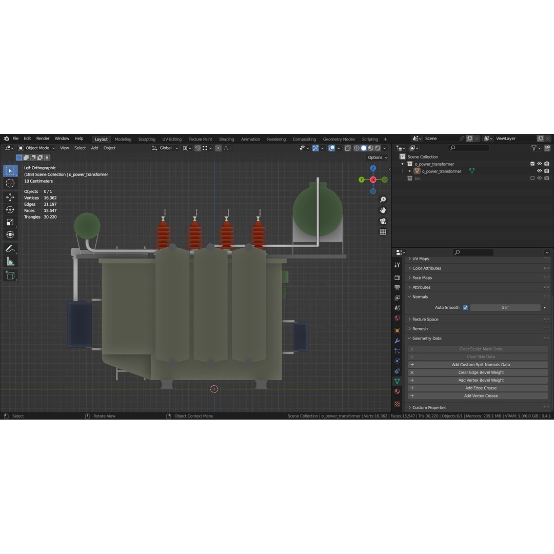 Power Transformer 3D Model – Low Poly Industrial Asset, Blender - View 13