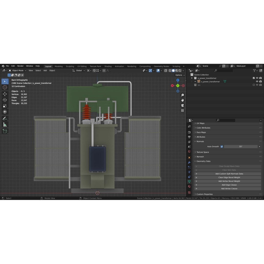 Power Transformer 3D Model – Low Poly Industrial Asset, Blender - View 14