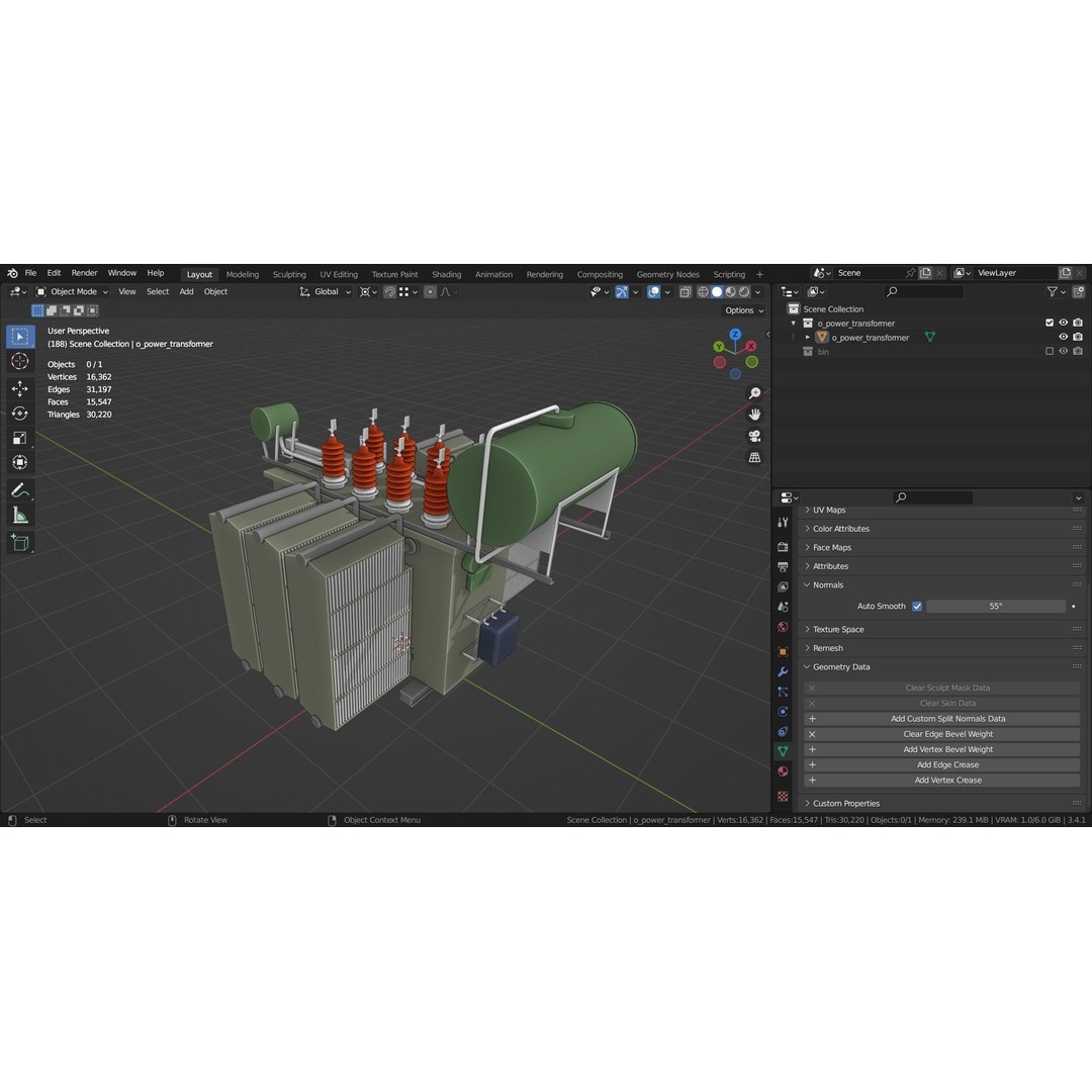 Power Transformer 3D Model – Low Poly Industrial Asset, Blender - View 16