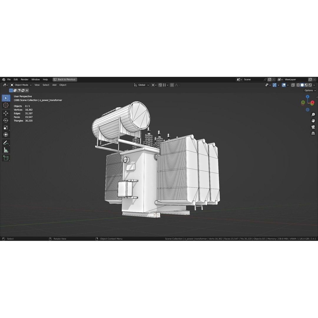 Power Transformer 3D Model – Low Poly Industrial Asset, Blender - View 9