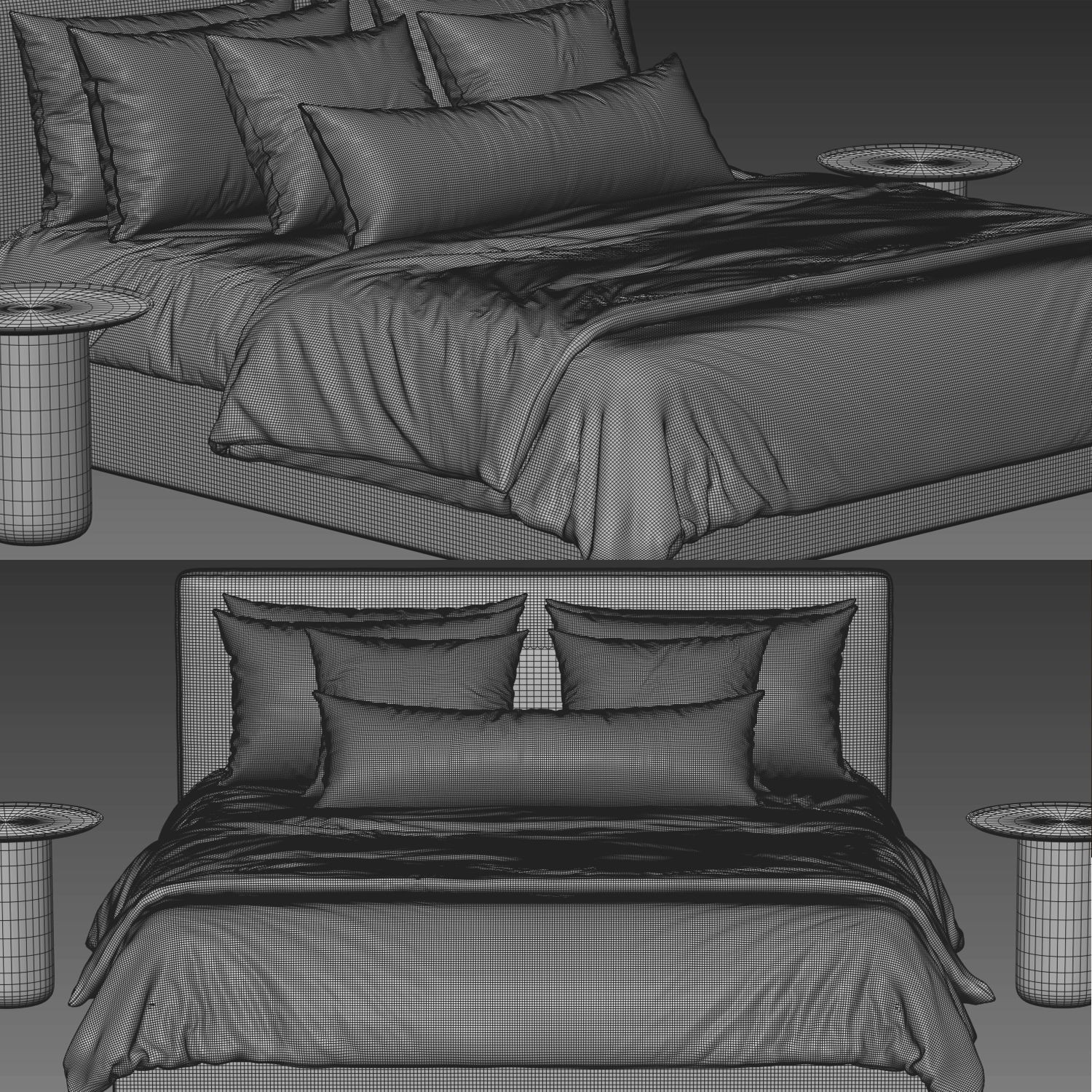 RH Modena Bed - UV Mapped 3D Model - View 5
