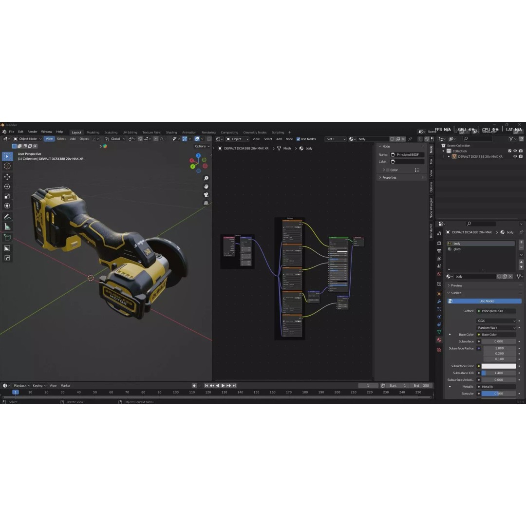 DEWALT DCS438B 3D Model – High Poly PBR Tool for Archviz, FBX & OBJ