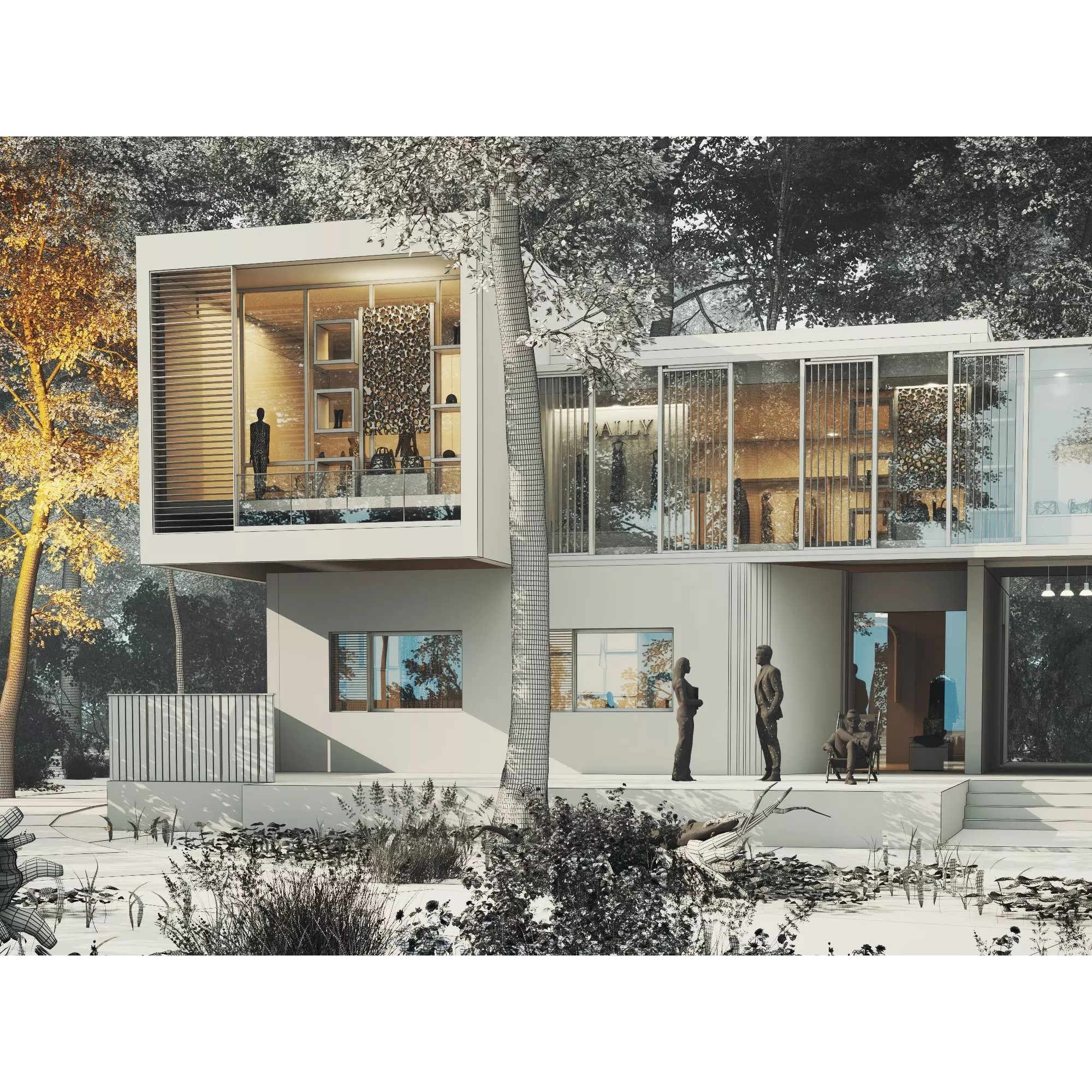 Modern Forest House - Low-Poly Game-Ready 3D Model